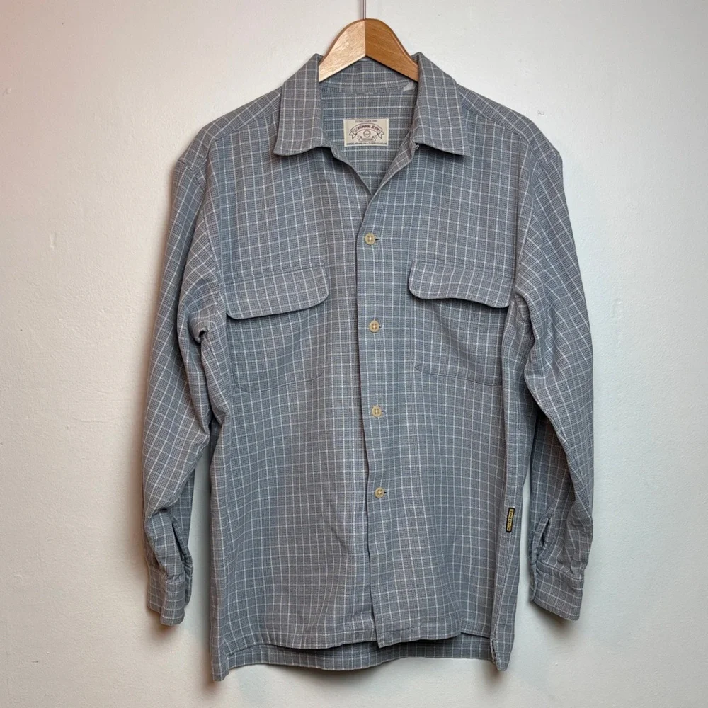 VTG Armani Jeans Men’s Gray Checkered Long Sleeve Button Up Shirt‎ Medium